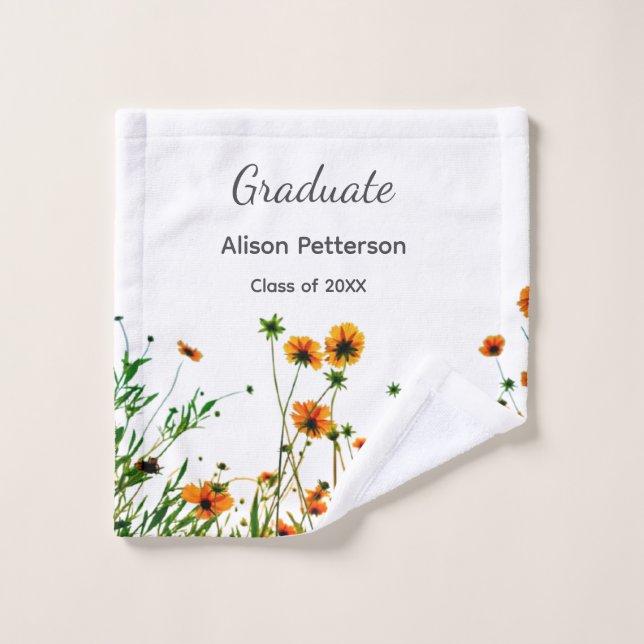 Toalha De Rosto Flores silvestres amarelas alaranjadas modernas e  (Pano de lavar)