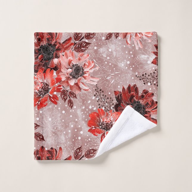 Toalha De Rosto Flores vermelhas e burradas. (Pano de lavar)