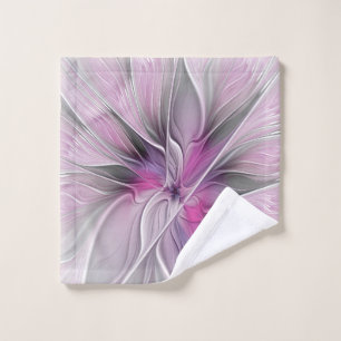 Toalha De Rosto Fractal Fractal Moderna Abstrato com Cinza Rosa Fl