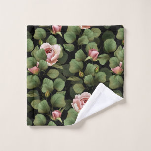 Toalha De Rosto Frágeis rosas. Padrão floral a preto