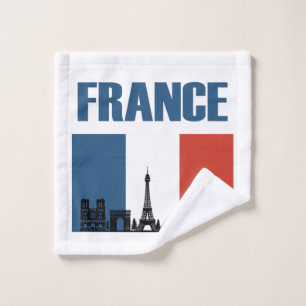 Toalha De Rosto França Viagem - Paris City Skyline French Flag