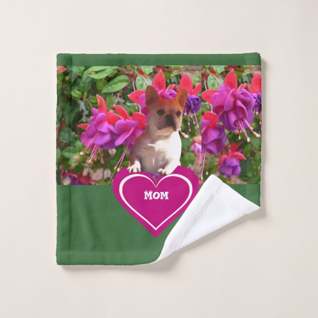 Toalha De Rosto Französische Bulldogge Herz French Bulldog Mutter (Pano de lavar)