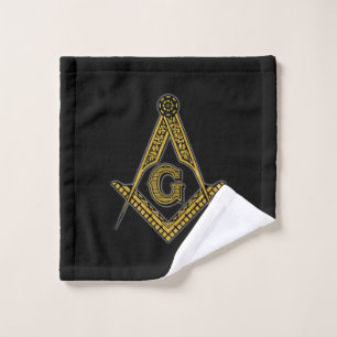 Toalha De Rosto Freemason (preto & ouro)