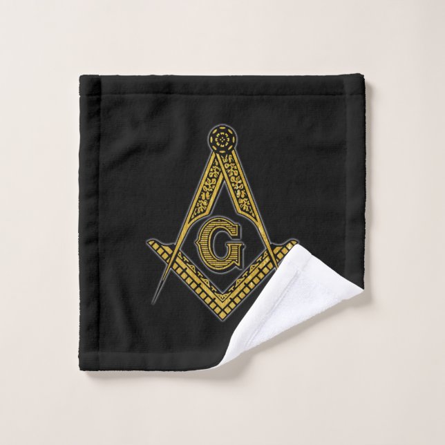 Toalha De Rosto Freemason (preto & ouro) (Pano de lavar)