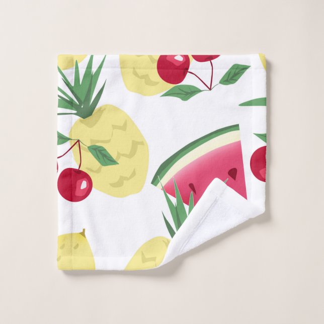 Toalha De Rosto Frutas brilhantes e bagas em branco. travesseiro d (Pano de lavar)