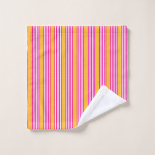 Toalha De Rosto Fuchsia e padrão amarelo de cinco faixas