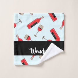 Toalha De Rosto Garrafas de vinho tinto e padrão de óculos