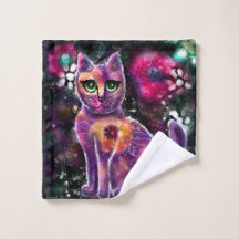 Gatinho-Abstrato de-Whimsso Gato-Floral-Rosa-Rosa-