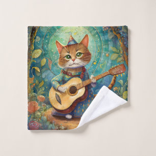 Toalha De Rosto Gatinho Kat tocando violão