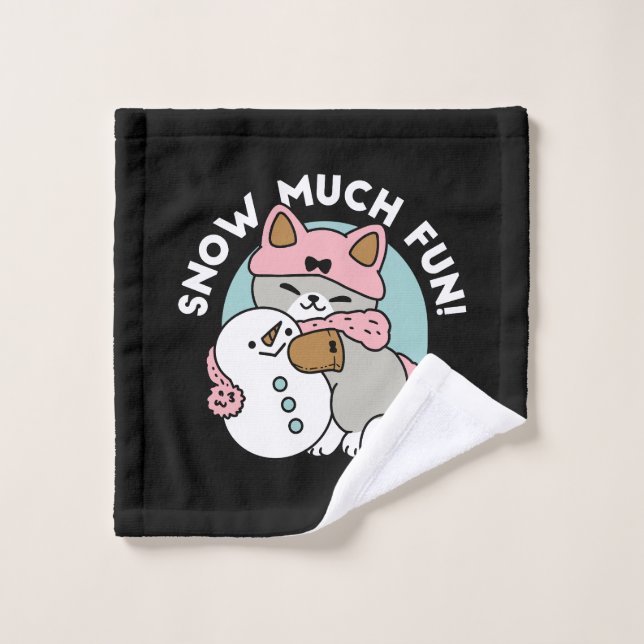 Toalha De Rosto Gato Bonito em Neve Gear com Arte Snowman (Pano de lavar)