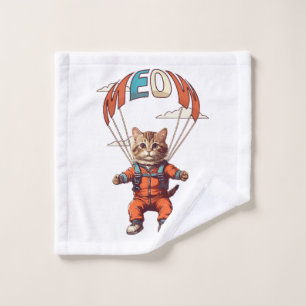 Toalha De Rosto Gato Engraçado de Paraquedas