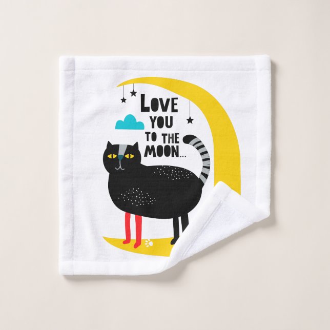 Toalha De Rosto Gato na lua (Pano de lavar)
