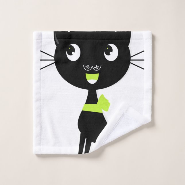 Toalha De Rosto Gato preto do Washcloth (Pano de lavar)
