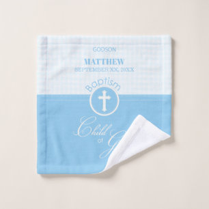 Toalha De Rosto Godson Baptism Blue Child of Deus Personalizado