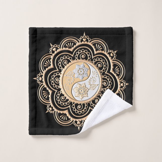 Toalha De Rosto Gold & Silver Mandala (Pano de lavar)