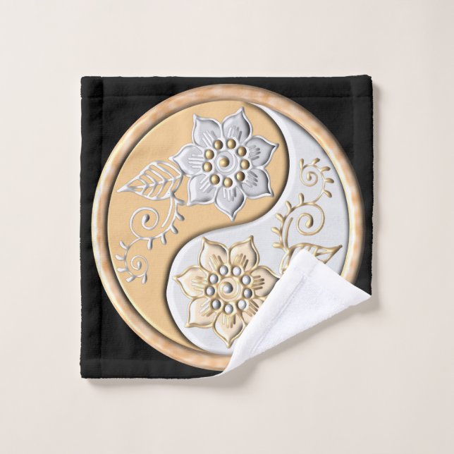 Toalha De Rosto Gold & Silver Yin Yang  (Pano de lavar)