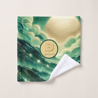 Toalha De Rosto Gradient Emerald Kelly Green Glitter Monograma