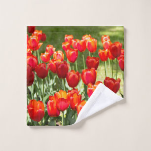 Toalha De Rosto Grande campo de tulipas vermelhas
