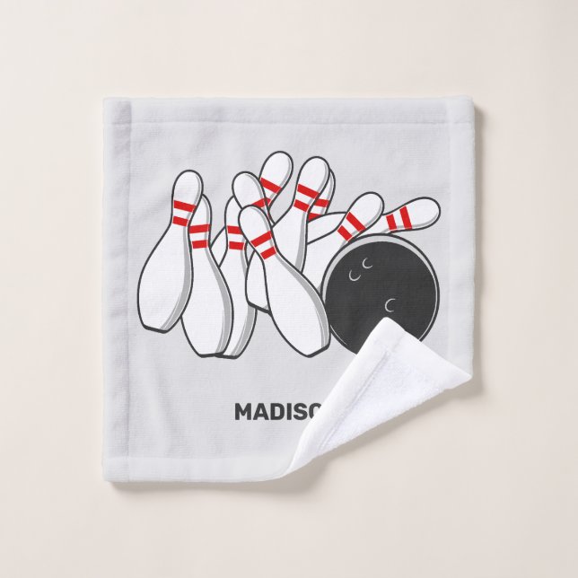 Toalha De Rosto Greve de Boliches de Nome Personalizado (Pano de lavar)