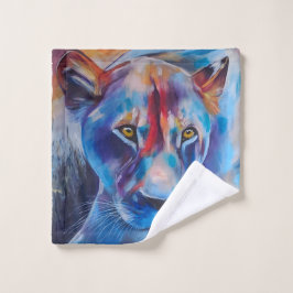Toalha De Rosto Hand Painted Wild Cat Portrait