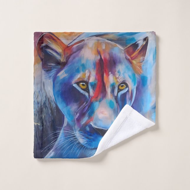 Toalha De Rosto Hand Painted Wild Cat Portrait (Pano de lavar)