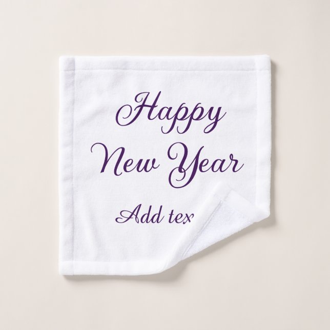 Toalha De Rosto Happy new year purple calligraphy simple minimal  (Pano de lavar)