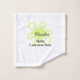 Toalha De Rosto Hello I am new here name yellow green flower kids