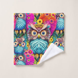 Toalha De Rosto Hippie Trippy Colorful Owl