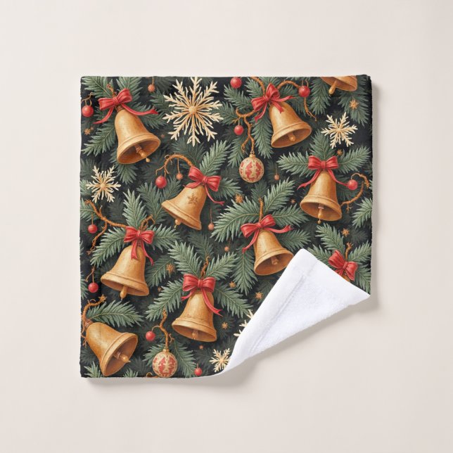 Toalha De Rosto Holiday pattern, Christmas Bells with Snowflakes, (Pano de lavar)