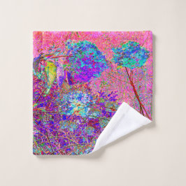 Toalha De Rosto Hortênsia Abstrata Roxa e Azul com Magenta