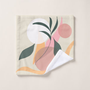 Toalha De Rosto Ilustração Abstrata de Planta Formas Verdejante Ro