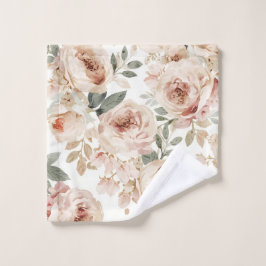 Toalha De Rosto Impressão Floral Aquarela de Rosas Rosa Suave Botâ