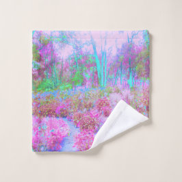 Toalha De Rosto Jardim Abstrato de Rosa Impressionista e Turquesa