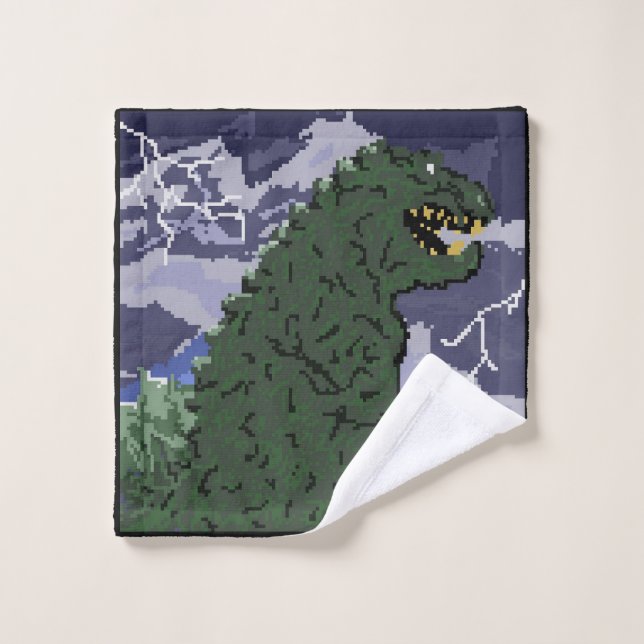 Toalha De Rosto Kaiju de 8 bits (Pano de lavar)