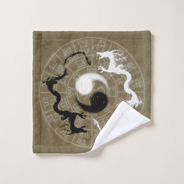 Toalha De Rosto Kamiyomoji Yin Yang Dragon Wash Cloth (Pano de lavar)