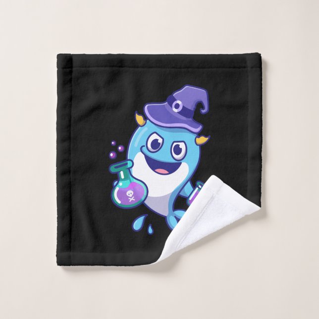 Toalha De Rosto Kawaii Wizard Whale Potion Science Design (Pano de lavar)