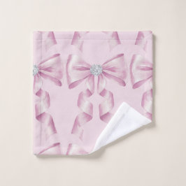 Toalha De Rosto Laço Coquete Rosa Brilho 1º