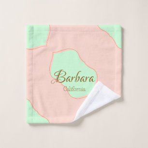 Toalha De Rosto Laranja verde pastel boho adicionar nome lugar rús