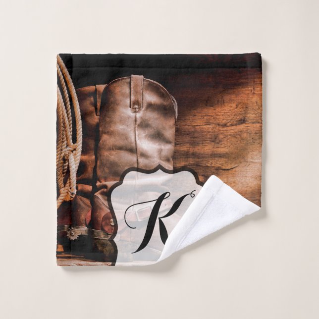 Toalha De Rosto Lava-Lava Personalizada Boots Cowboy Barn Wood Rus (Pano de lavar)