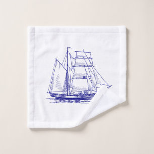 Toalha De Rosto Lava-roupa, navio de navegação azul-náutico
