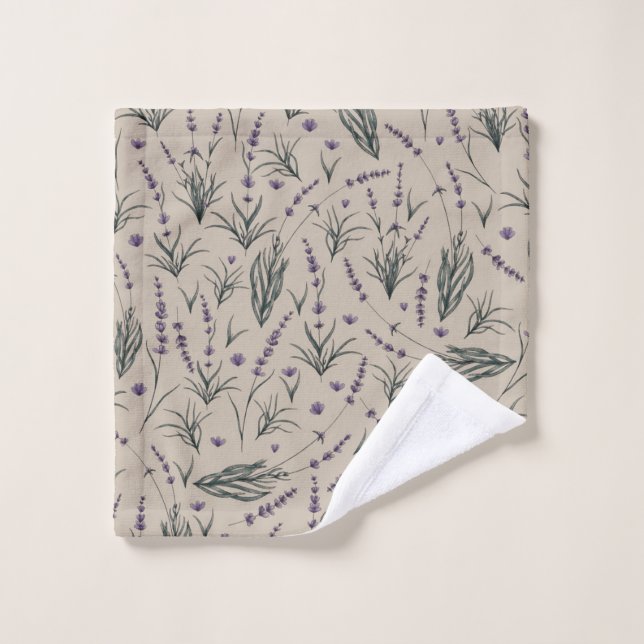 Toalha De Rosto Lavender Botanical Pattern Wash Cloth (Pano de lavar)
