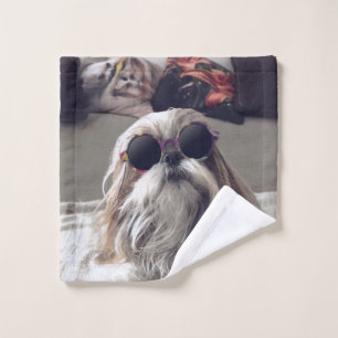 Toalha De Rosto Legal Shih Tzu longos óculos de sol