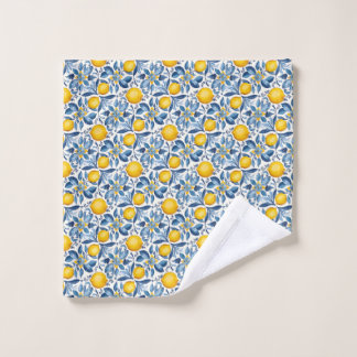 Toalha De Rosto Lemon Botanical Blue and Yellow Summer Print