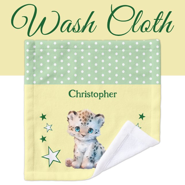 Toalha De Rosto Leopardo-bonito adiciona nome bolinhas estrelas ve (Criador carregado)