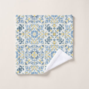 Toalha De Rosto Limão Azulejo Azul Italiano