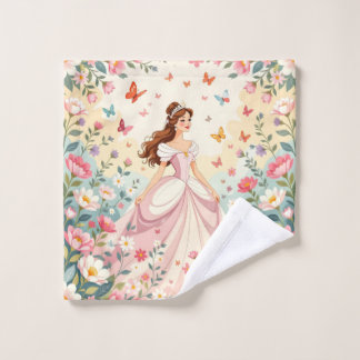 Toalha De Rosto Linda princesa com borboletas