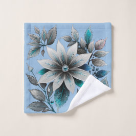 Toalha De Rosto lindas flores e folhas de gelo