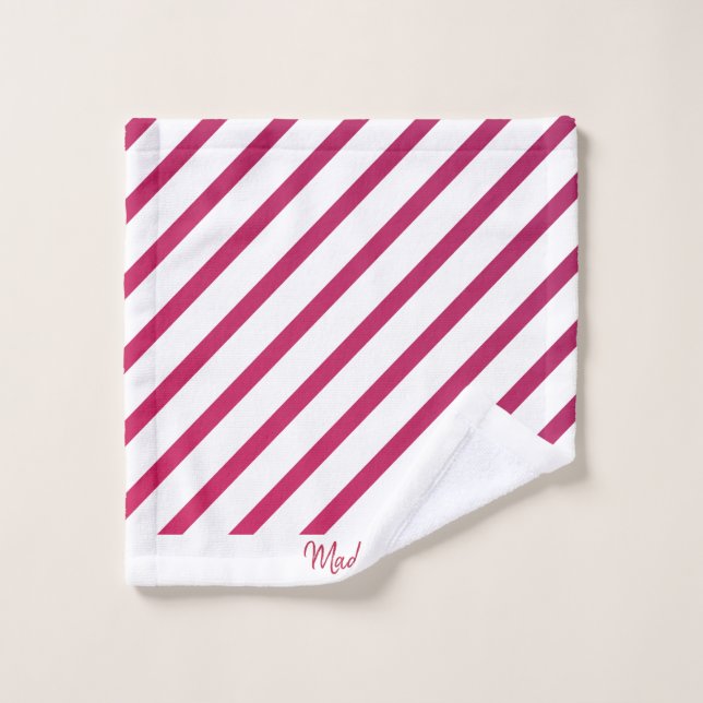 Toalha De Rosto Lindas riscas rosa e vermelha (Pano de lavar)