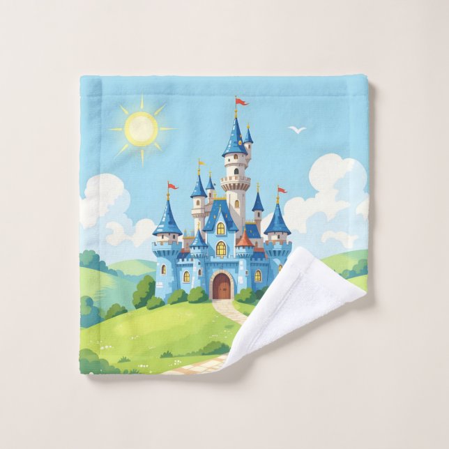 Toalha De Rosto Lindo castelo azul e branco (Pano de lavar)