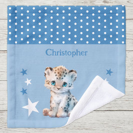 Toalha De Rosto Lindo leopardo adicionar nome bolinhas estrelas az